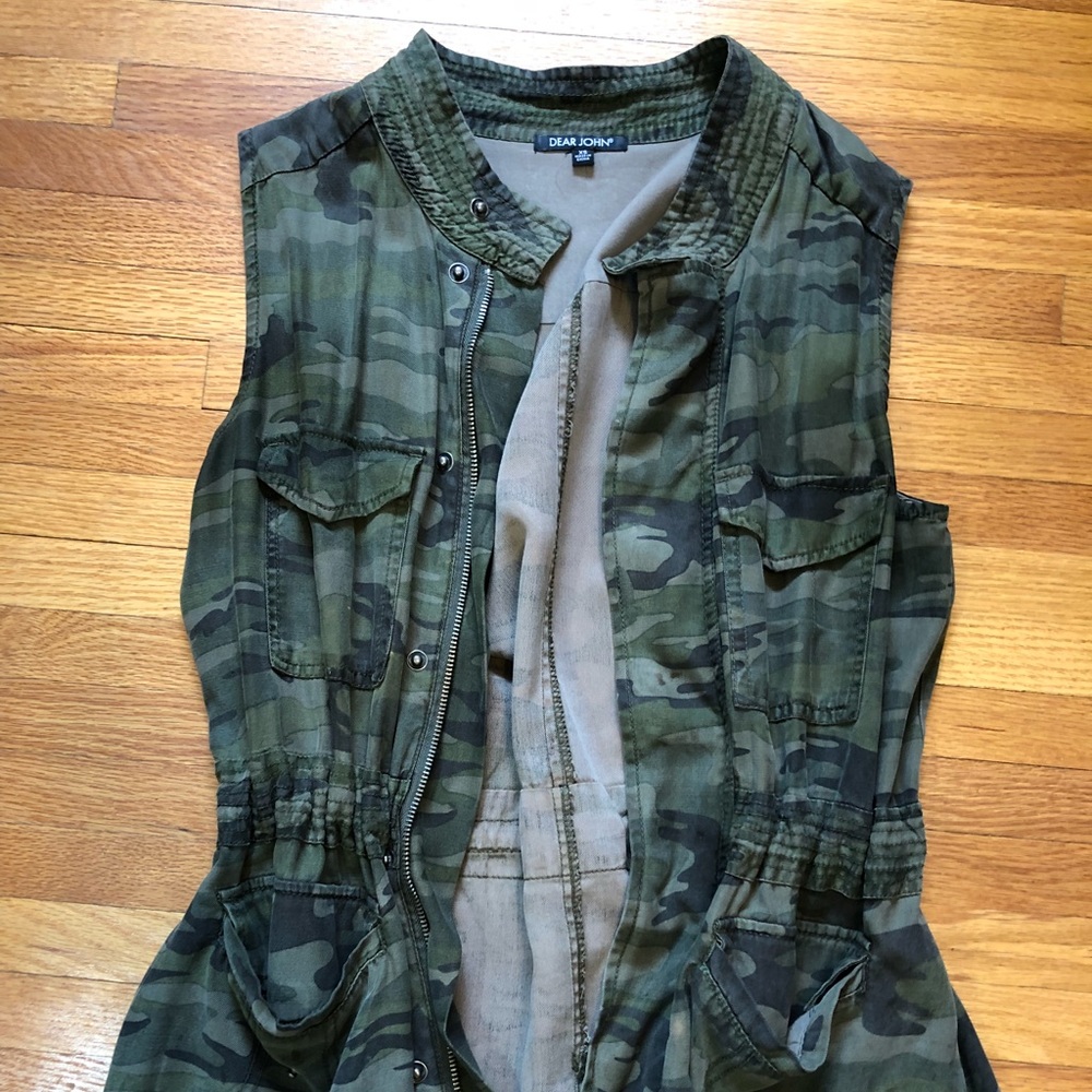 Dear John tencel camo print zip vest
